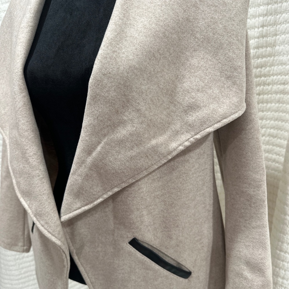 Ookie & Lala Vegan Cashmere Heather Oat Drape Collar Jacket Medium NWT